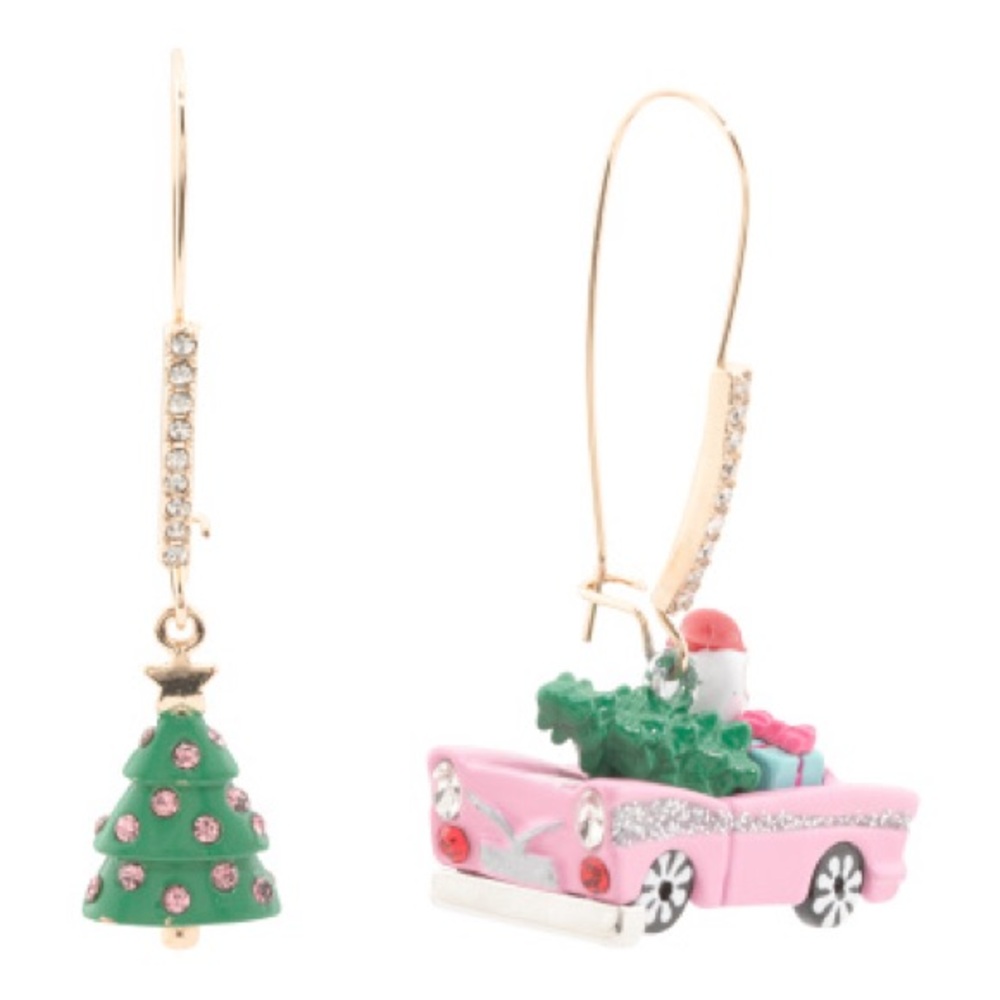 Betsey  Johnson  Santa Car Mismatch Earrings